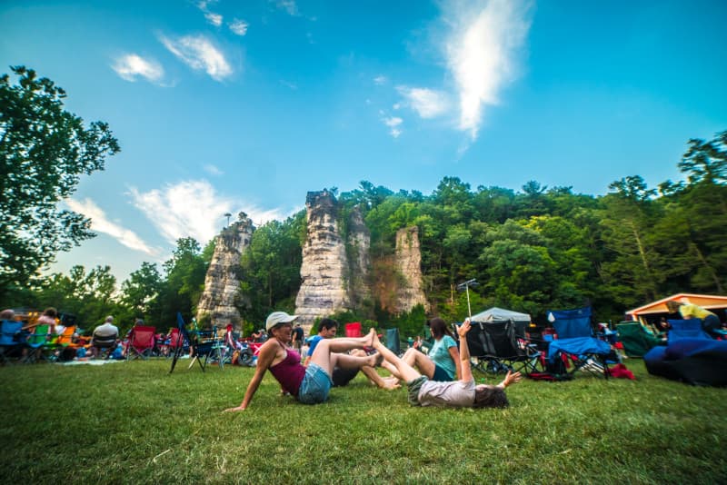 Families having fun outdoors.
